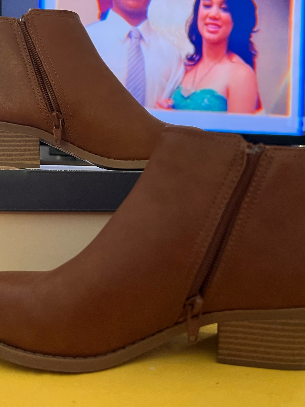 St. John's Bay Brown Faux-Leather Ankle Booties with Side Zip